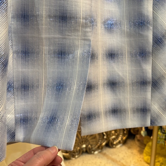 Carlisle Collection NWT Designer Dress, Shimmer Sheen White&Blue W/Pearl Detail - Picture 10 of 11